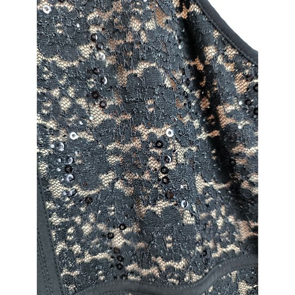 NIGHTWAY Womens Sequined Lace Gown Sleeveless Halter Maxi Evening Fit + Flare 10 - Picture 8 of 11